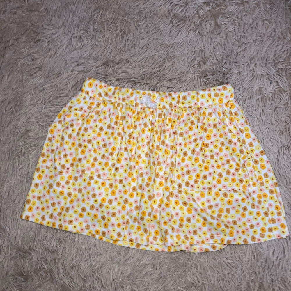 Floral Print Yellow and White Skirt